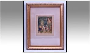 George Sidney Hunt Early Twentieth Century Framed and Glazed Coloured Print. Signed in pencil lower