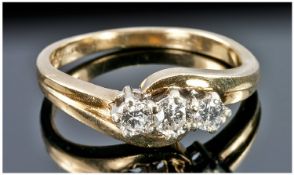 9 Carat Diamond Three Stone Ring, half carat.