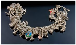 Heavy Silver Charm Bracelet, Loaded With 35+ Charms, Weight 116 Grams