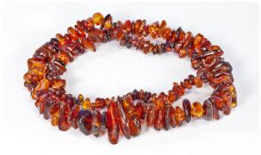 Amber Coloured Necklace. 28 Inches In Length.