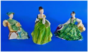 Royal Doulton Figures, Three In Total. Comprising; 1, Fleur, HN 2368, height 7.5 inches. 2, Ascot,