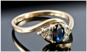 Ladies 9ct Gold Sapphire And Diamond Ring. Fully hallmarked.
