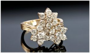 18 Carat Diamond Cluster Ring. 2 carat diamond weight.