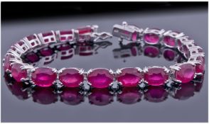 Silver Ruby Set Bracelet .