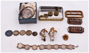 Small Misc Lot, Comprising 1893 Crown, Coin Bracelet, Badges etc.