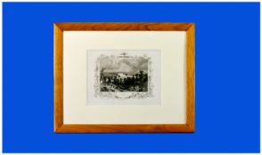 Framed and Glazed Lithograph Titled `View From Richmond Hill`. 9.5 by 7 inches.