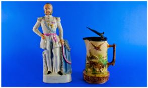 Flatback Staffordshire Figure `Prince Albert` 16`` in height, together with pewter lidded tankard,
