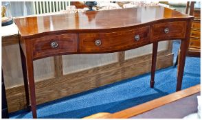 Fine Sheraton Style Mahogany Inlaid Serving Table, having a serpentine shaped top with cross