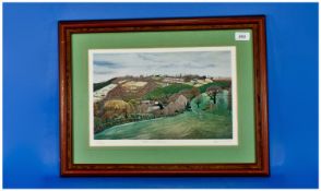 Limited Edition Coloured Print, framed & mounted behind glass, titled `April Landscape` Signed
