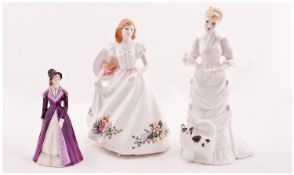 Three Ceramic Figures Comprising Royal Doulton  `Joanne` HN 3422, 8.5 inches in height, Coalport `