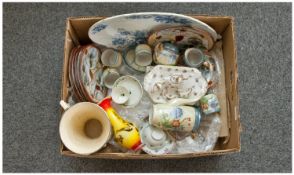 Box Of Miscellaneous. Comprising various ceramic items including miniature tea sets, serving plate,