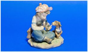 Lladro Figure ` I Hope She Does ` Model No.5450. Issued 1987-97. Height 5 Inches.