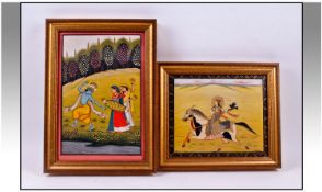 Two Hand Painted Miniatures on Paper. Framed and Glazed. One depicting a Persian on mounted,