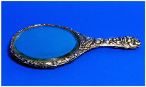 Edwardian - Embossed and Ornate Silver Backed Hand Mirror. Hallmark Birmingham 1908. 11 Inches In