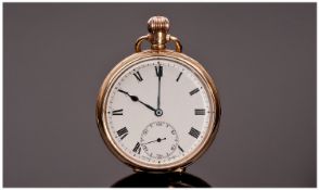 Gents Vintage 9ct Gold Open Faced Pocket Watch. Fully hallmarked. 2 inches diameter. Total weight