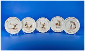Royal Doulton Vintage Nursery Rhyme Plates, 5 In Total. Circa early 20th century. Each 7 inches in