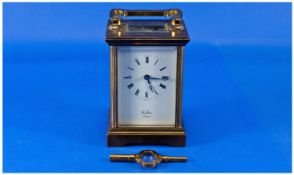 English - 8 Day Good Quality Modern Brass Carriage Clock, Visible Escapement, Marked St. James