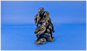 Resin Figure of an Erotic Couple, 10 inches in height.