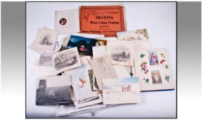 Late 19th Early 20thC Scrap Album, With A Varied Collection Of Christmas Cards, Animals, Birds &