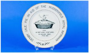 Denby Black Transfer Advertising Plate ``Denby Dale Pie In Aid Of The Huddersfield Royal