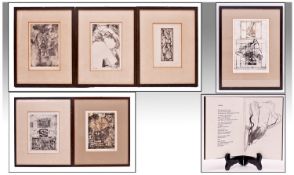 Collection Of Six Modern Abstract Block Prints/Etchings, Various Sizes, All Signed And Titled To