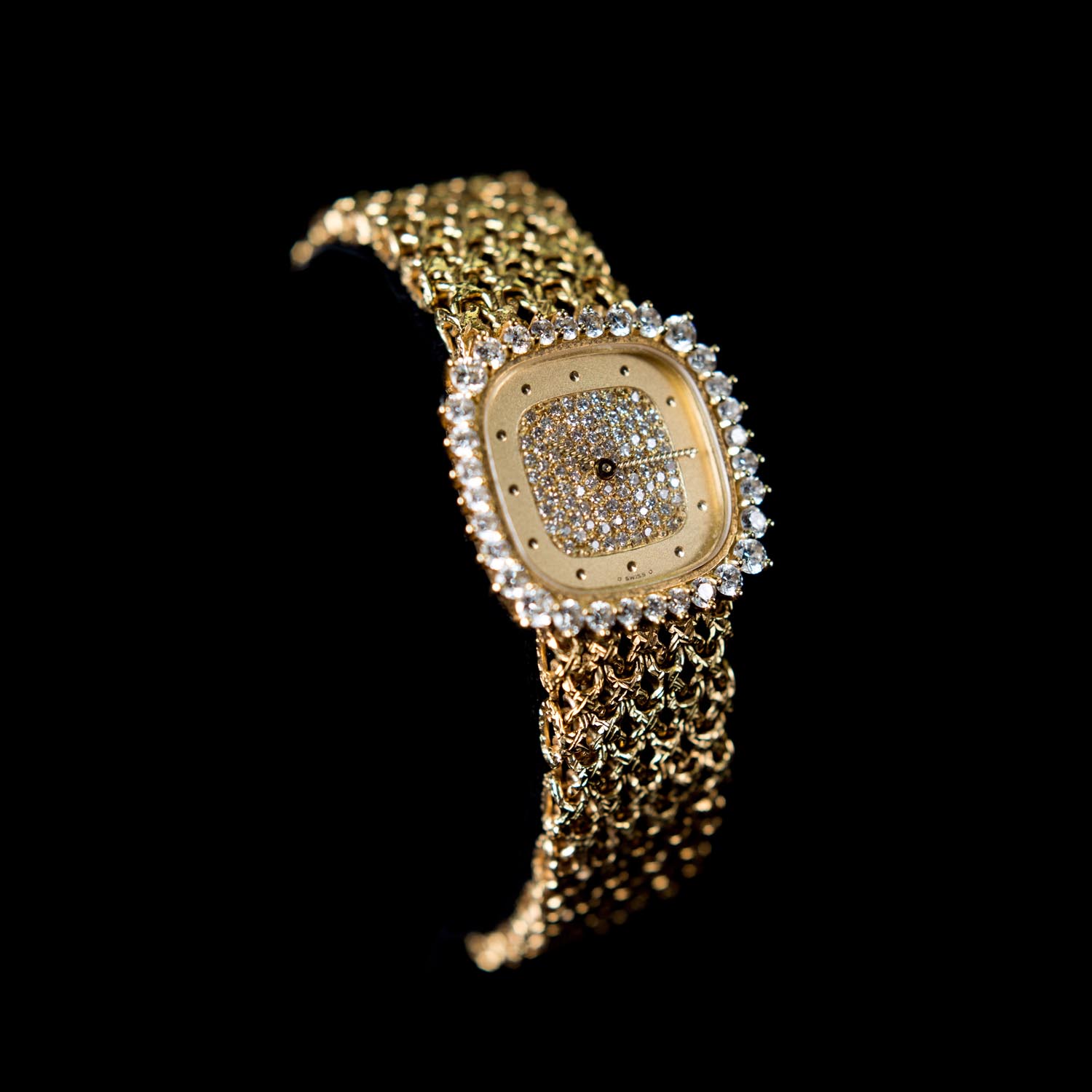 ????18K????,??,???? Patek Philippe 18K YG Ladies Bracelet Watch w/ Diamond Bezel and pave diamonds