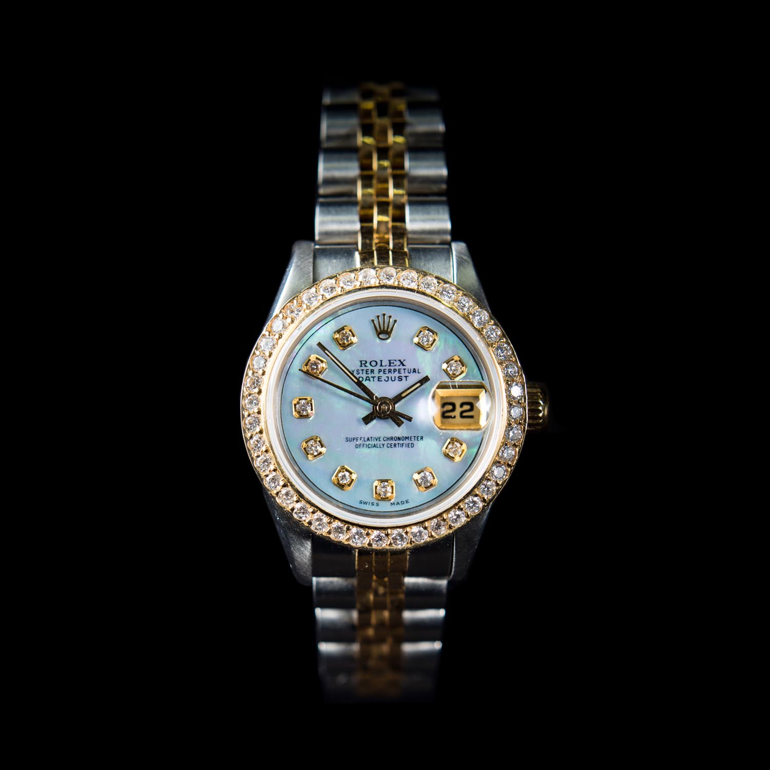 ???18K??-????????,???????,????,?? Rolex Two-Tone with 1ct, Diamonds DateJust Wristwatch, Ladies