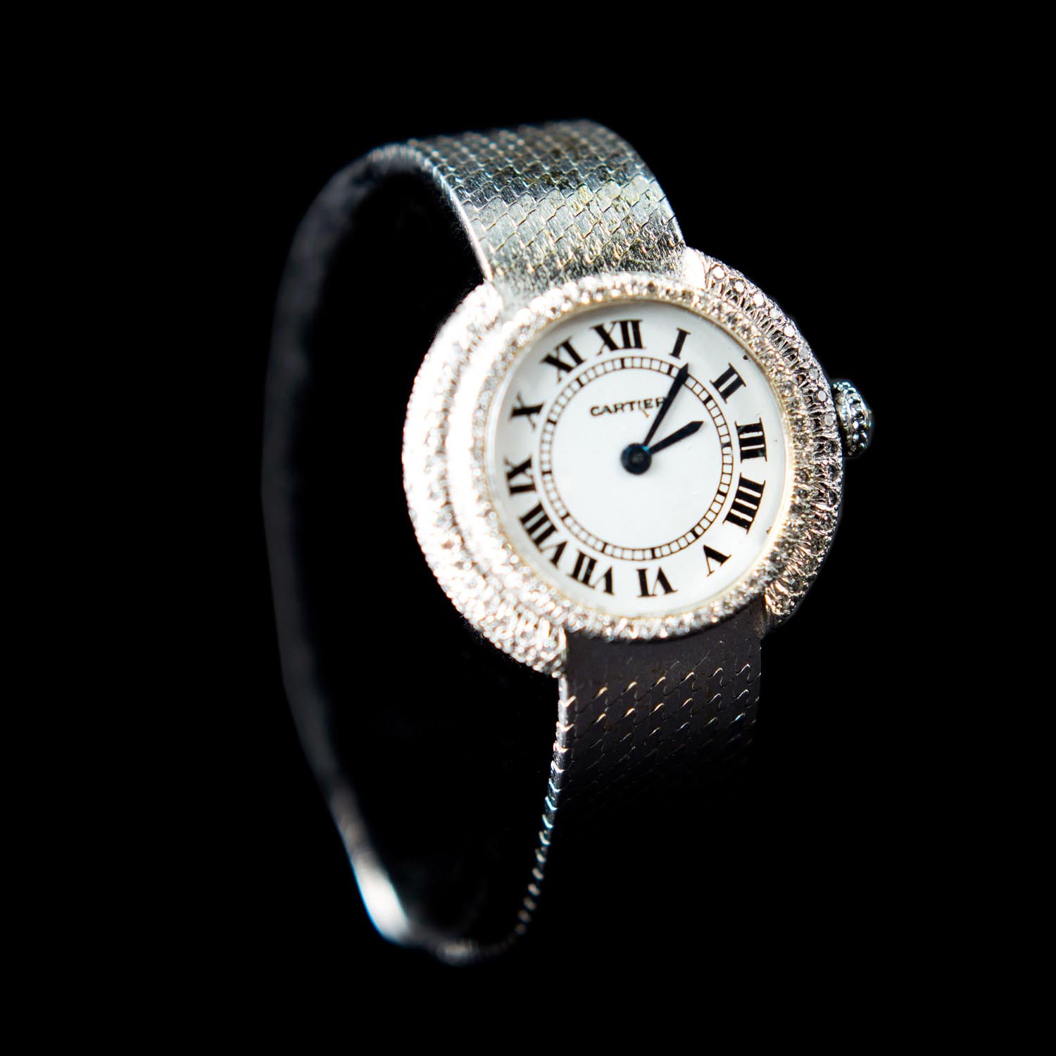 ???????????,18K????,????,???? Very Rare Cartier Lady’s White Gold & Diamond Wristwatch ???????????,