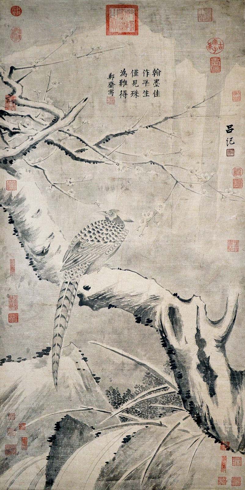 ? ?? (1477 - ?)?????   Lu Ji Ming Dynasty Pheasant Perching on a Plum- Blossom Tree ? ?? (