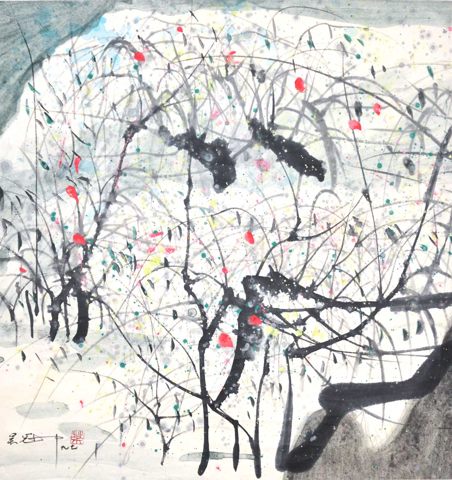 ??? (1919 - 2010) ???????? Wu Guanzhong Orioles Amidst Willow ???(1919 - 2010)????????????????1997