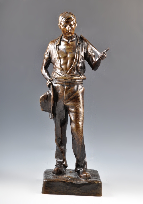 Hans Arnheim, A Man of Labour, bronze figure with losses, 39cm.