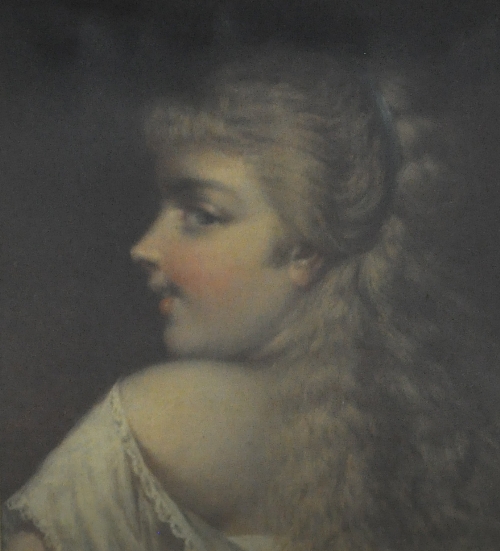E A Pexoni, A Girl, head and shoulders in semi profile, signed oil on canvas 31cm x 26cm.