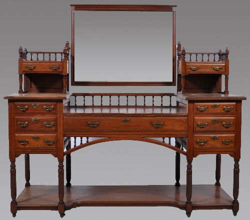 A Victorian mahogany Duchess pair, stencilled Starkey & Neild, Altringham, comprising a dressing