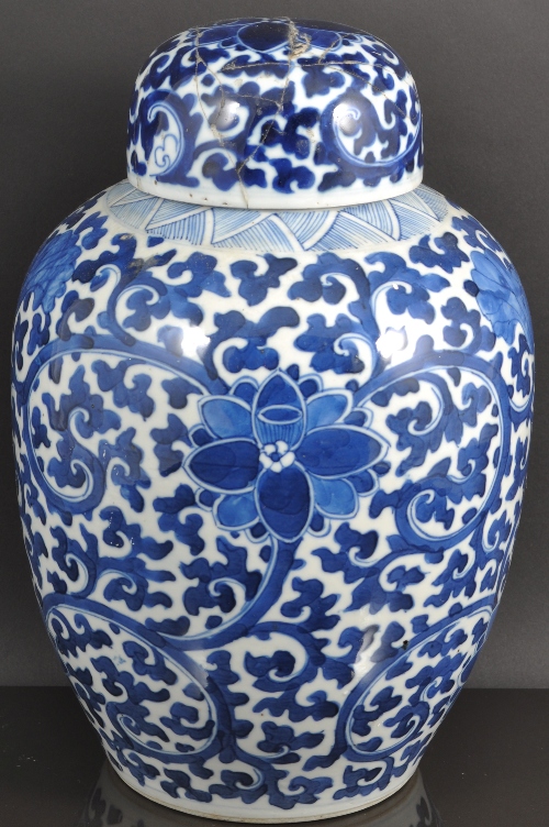 A Chinese blue and white porcelain ginger jar, bearing Hongxian four-character mark, decorated