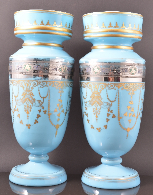 Pair of Victorian turquoise coloured opa