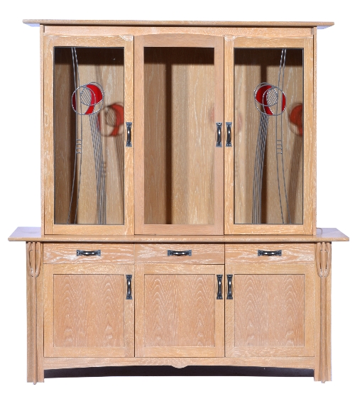 A Glasgow style side cabinet, late 20th century, in the manner of Charles Rennie Mackintosh, limed