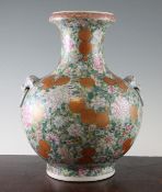 A Chinese famille rose `thousand flower and medallion` vase, Qianlong seal mark, late 19th