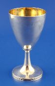 A George III plain silver goblet, with reeded foot, maker`s mark rubbed, London, 1793, 6in, 5 oz.
