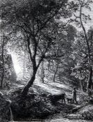 Samuel Palmer (1805-1881)etching,`The Herdsman`s Cottage` or `Sunset`, 1872,initialled in the