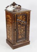 A late 19th century Dutch mahogany and floral marquetry pot cupboard, with single cupboard door,