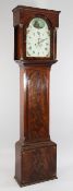 Joseph Furnas of Sunderland. A Regency mahogany eight day longcase clock, the 13 inch arched painted