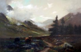 J. Stuart-Davidson (19th C.)oil on canvas,Highland valley,signed,39 x 59in.