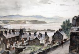 Charles Cundall (1890-1971)watercolour,Portmadoc, North Wales,signed, AEE label verso,10.5 x 15in.