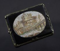 A 19th century Italian gilt metal mounted micro mosaic brooch, of rectangular form, decorated with