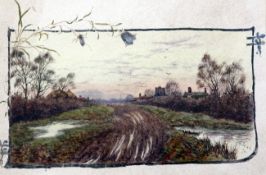 Gilbert Baird Fraser (1866-1947)watercolour,The back lane to Holywell church,signed and dated `74,