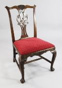 An 18th century Anglo Chinese padouk wood chair, in the Chippendale style, with pierced splat back