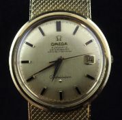 A gentleman`s late 1960`s 18ct gold Omega Constellation automatic wrist watch, the yellow dial