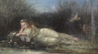 E.F.E. Thompsonoil on canvas,Titiana, Queen of the Fairies,signed and dated 1872,10 x 18in.,