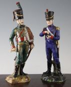 Two Dresden porcelain models of French Military Officers of the Napoleonic War period, early 20th