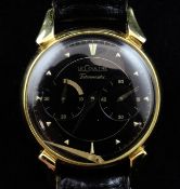 A gentleman`s 1950`s 10ct gold filled Le Coultre Futurematic automatic wrist watch, with black